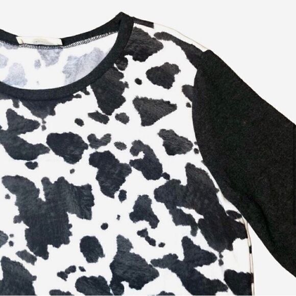 NEW Animal Print Knit Top in Dark Grey Heather/White Women’s Large - Picture 4 of 7